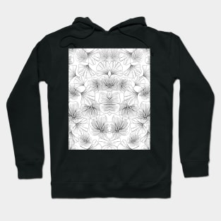 White And Black Flower Pattern Abstract Line Art Graphic Hoodie